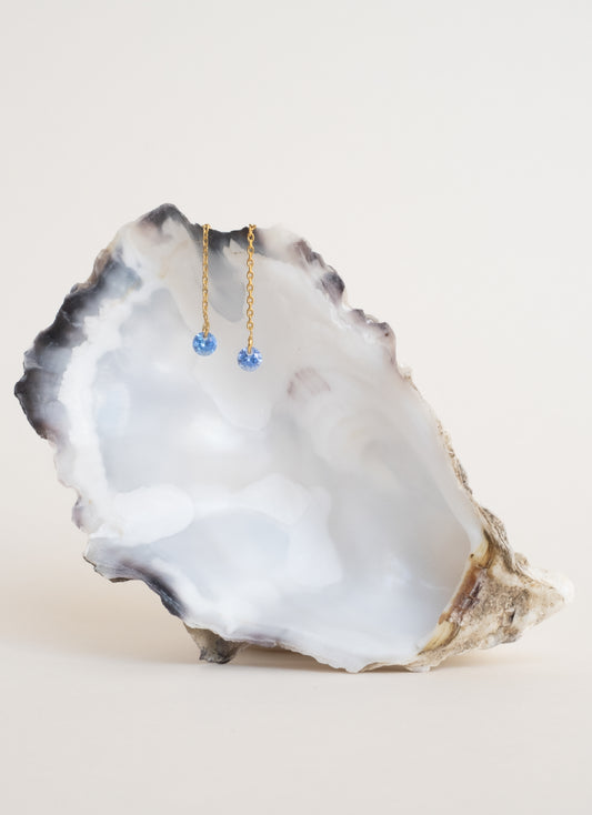 Boucles d'oreilles zircon 3mm AQUA - Plaqué or