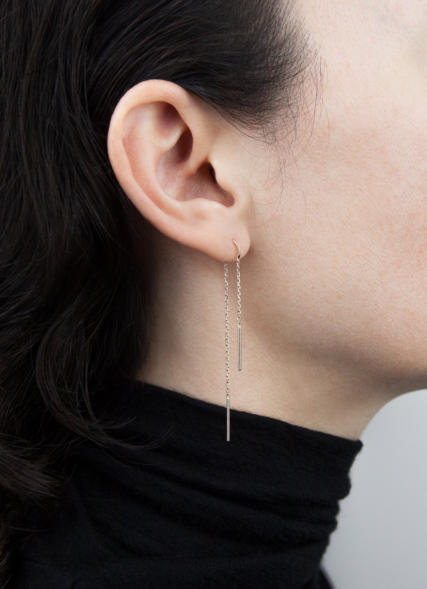 Boucles d'oreilles longues LINE - Plaqué or