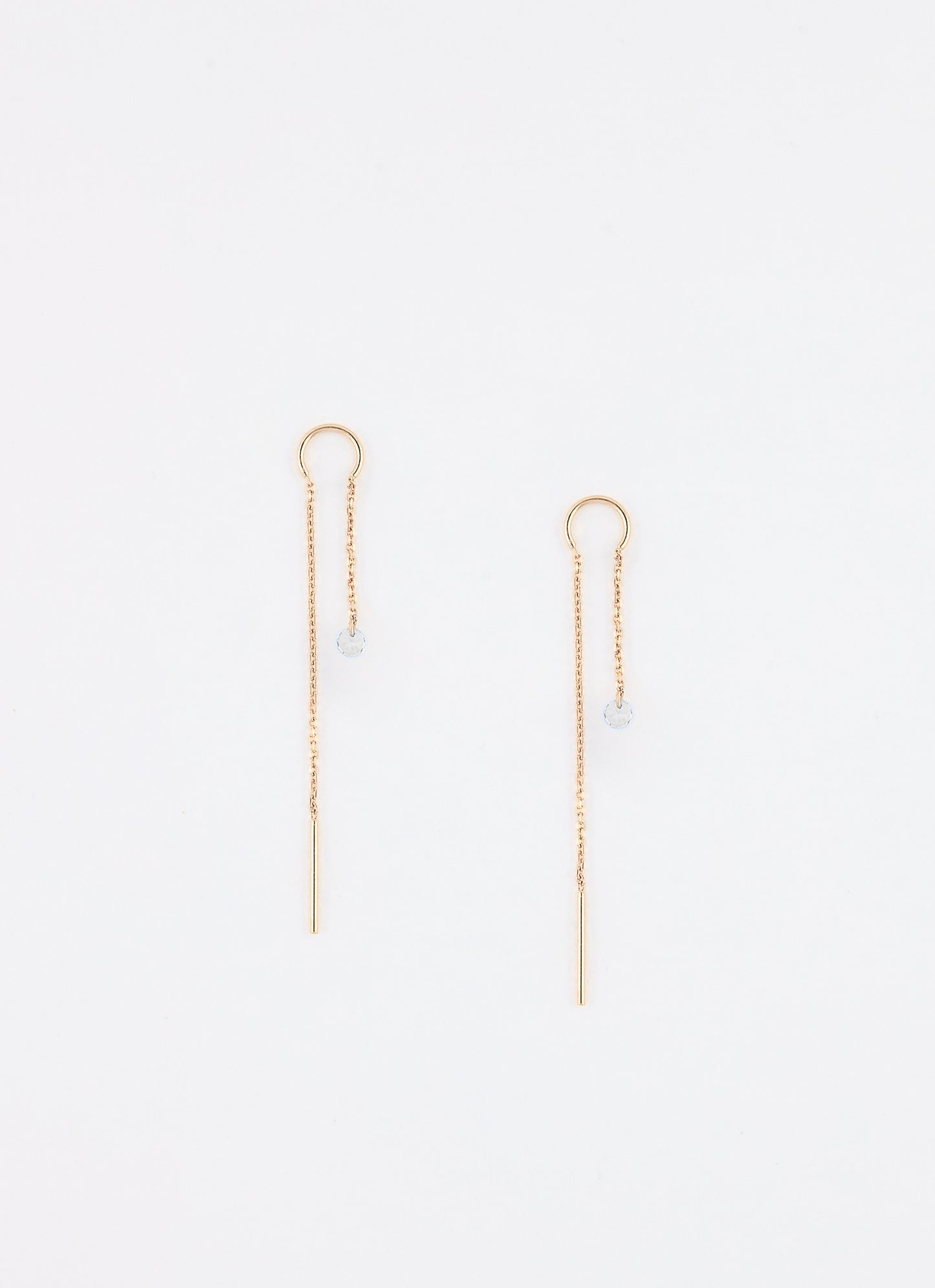 Boucles d’oreilles AQUA zircon blanc 3 mm plaqué or 18 carats – vue produit