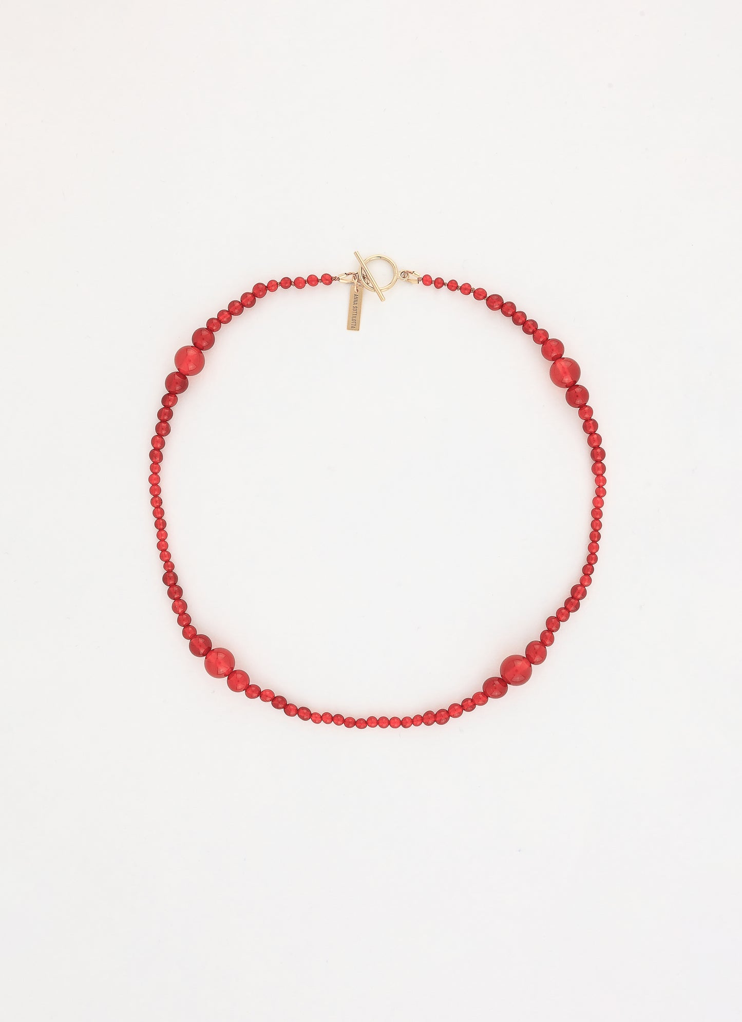 Collier perlé SWELL - Cornaline rouge - Plaqué or
