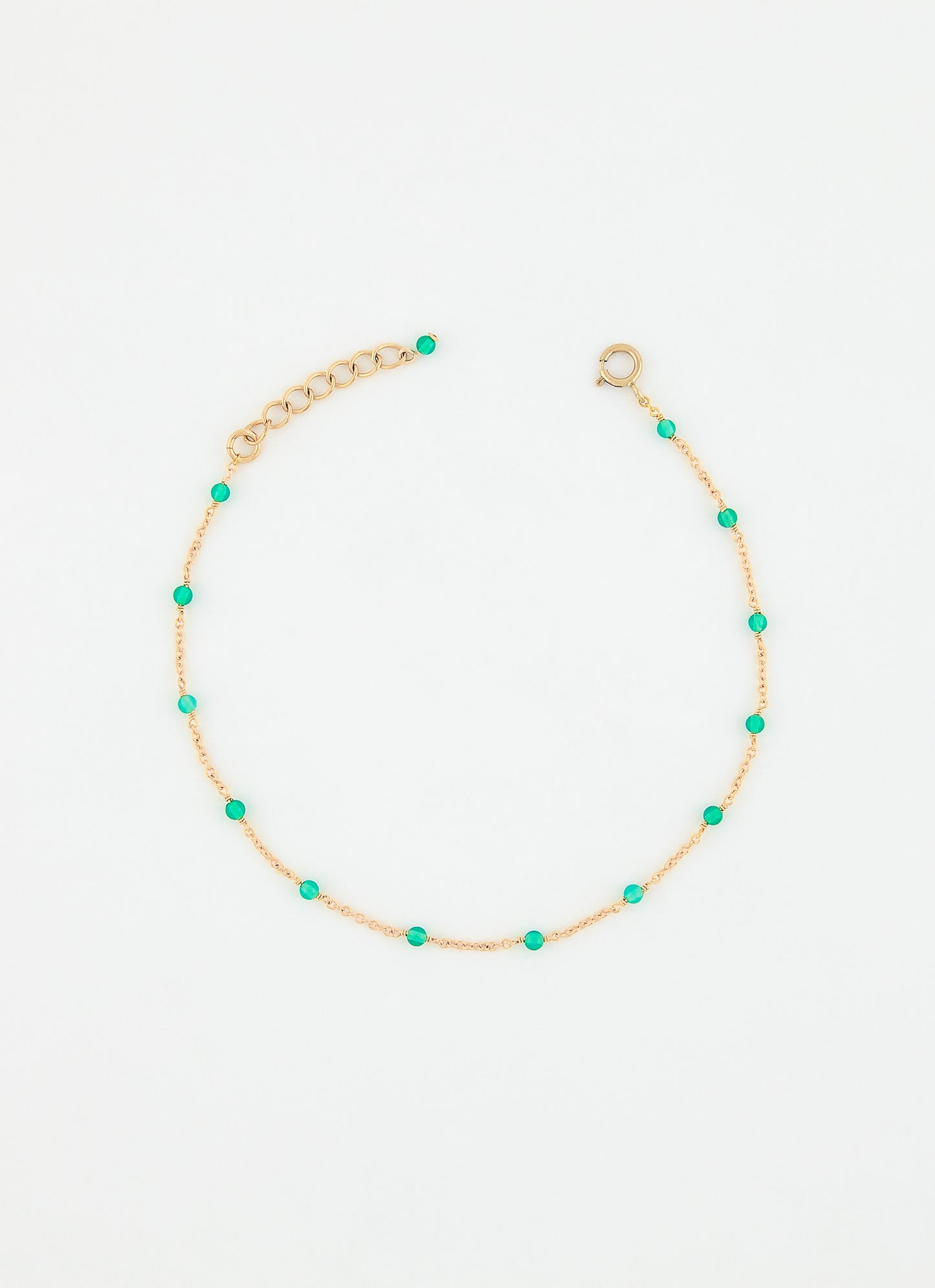 Bracelet perlé ELLIE - Onyx vert - Plaqué or