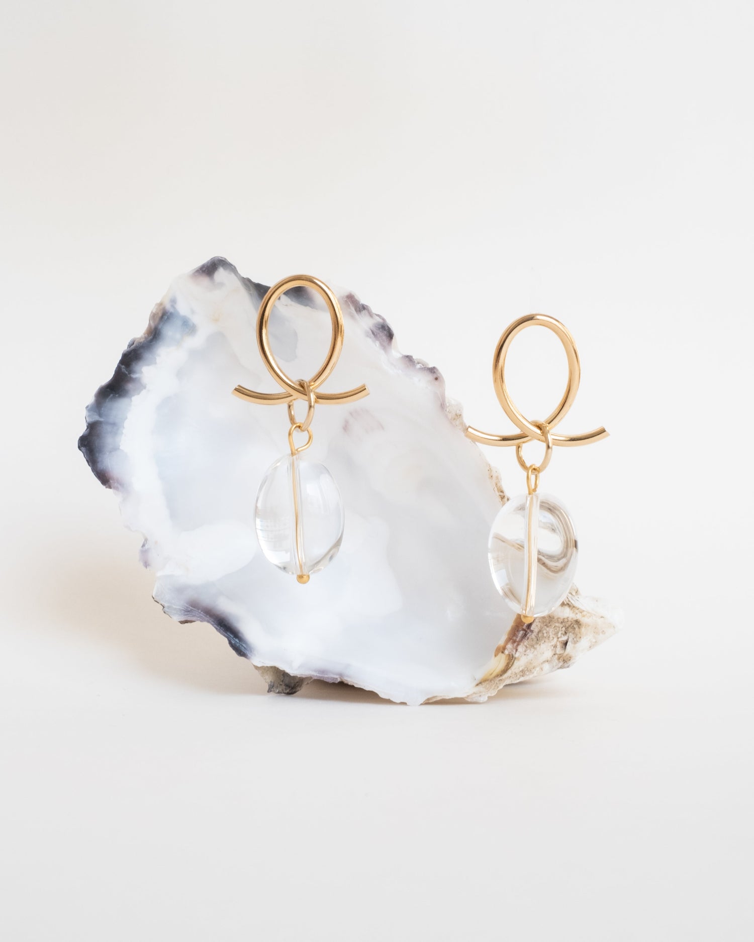 Boucles d’oreilles LUNA en plaqué or 18 carats – cristal de roche