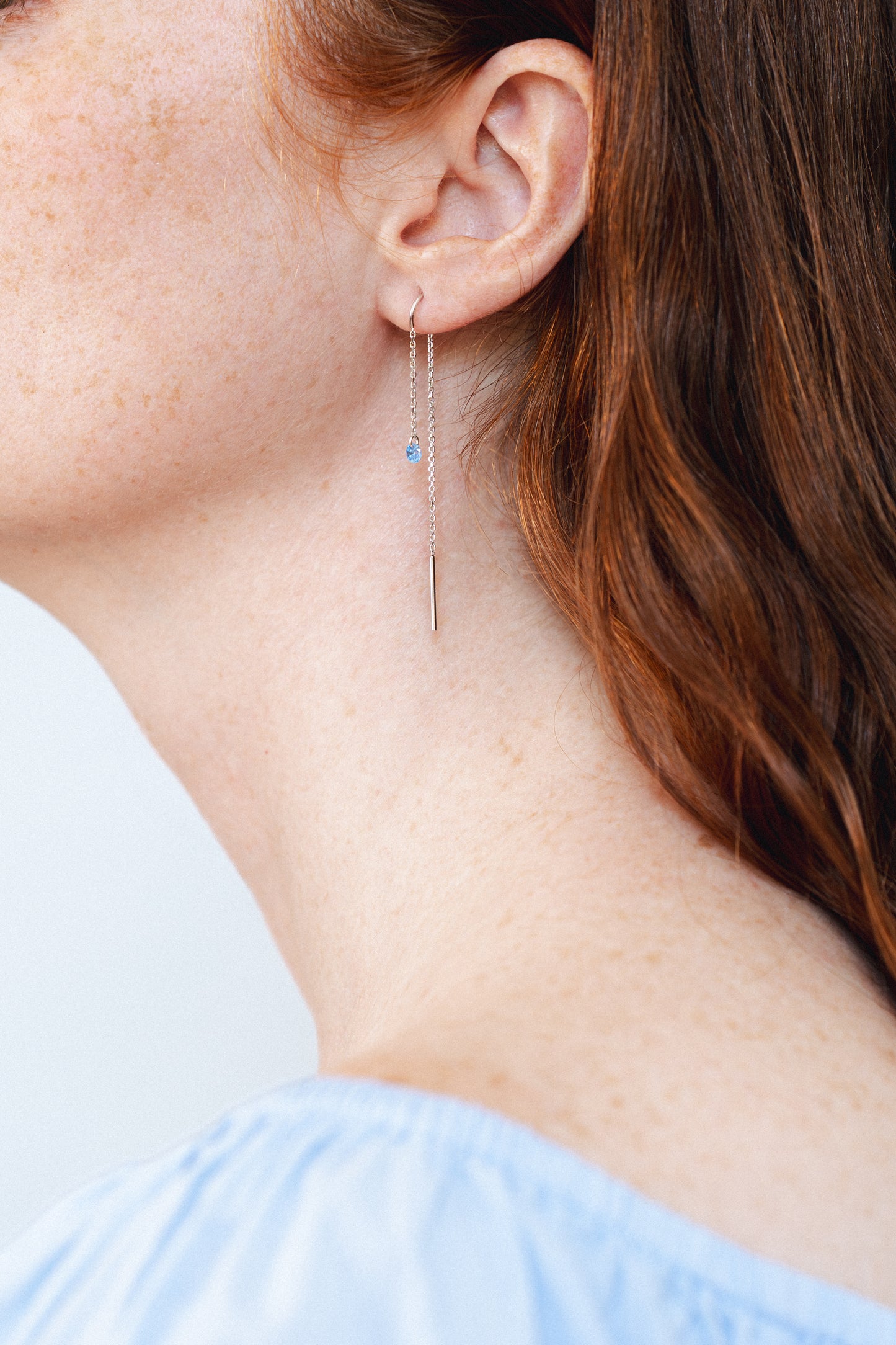 Boucles d'oreilles zircon 3mm AQUA - Argent 925