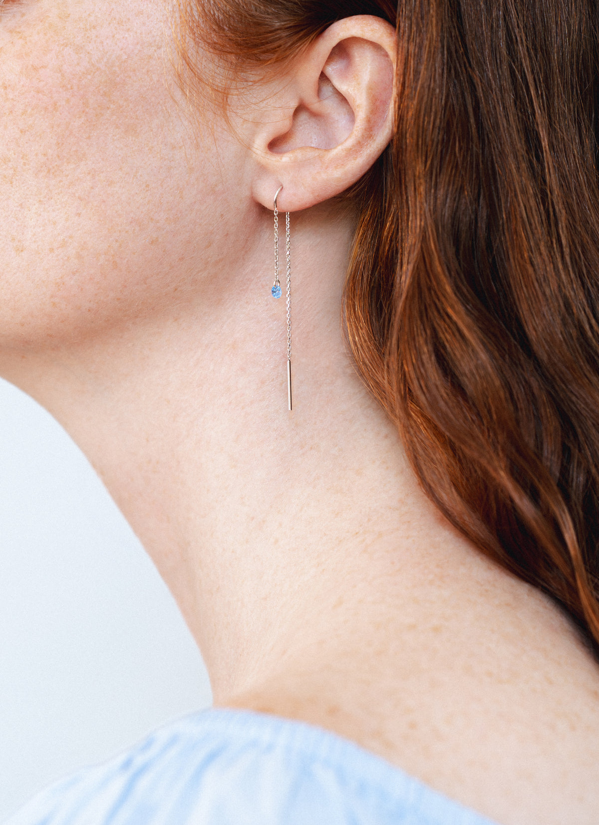 Boucles d'oreilles zircon 3mm AQUA - Argent 925