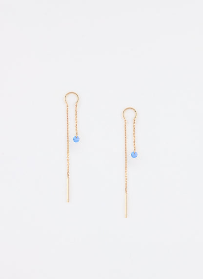 Boucles d’oreilles AQUA zircon azur 3 mm plaqué or 18 carats – vue produit