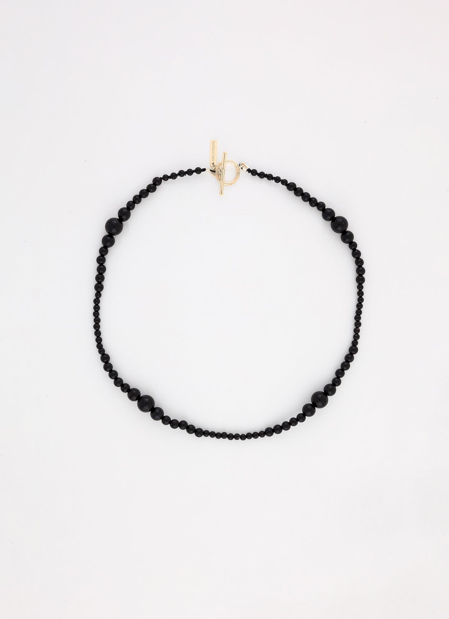 Collier perlé SWELL - Onyx noir - Plaqué or