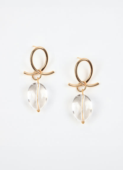 Boucles d’oreilles LUNA cristal de roche plaqué or 18 carats – vue produit