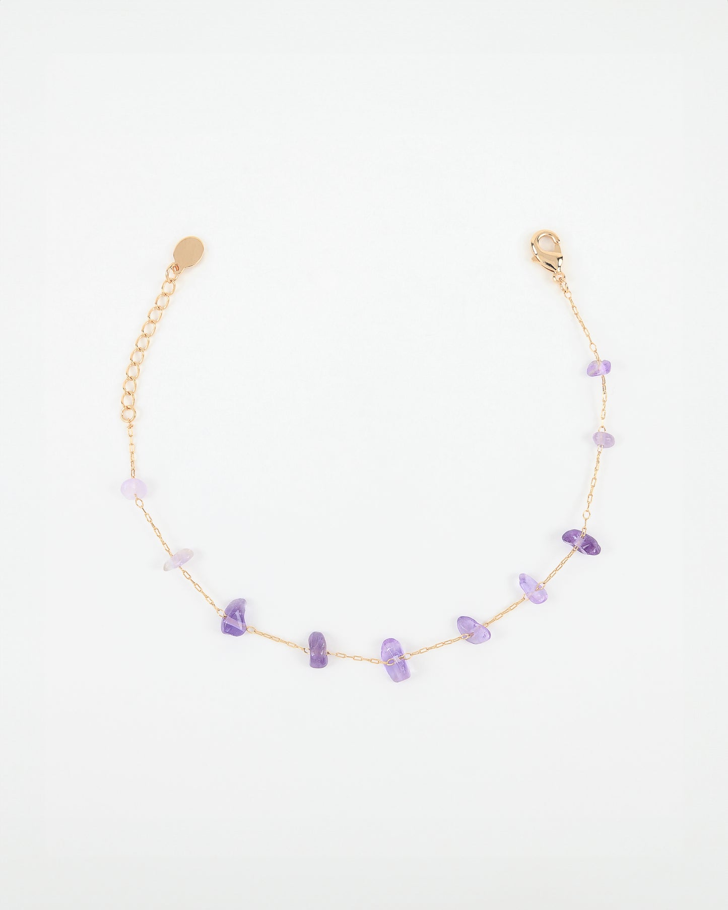 Bracelet ROCHE - Améthyste violette - Plaqué or