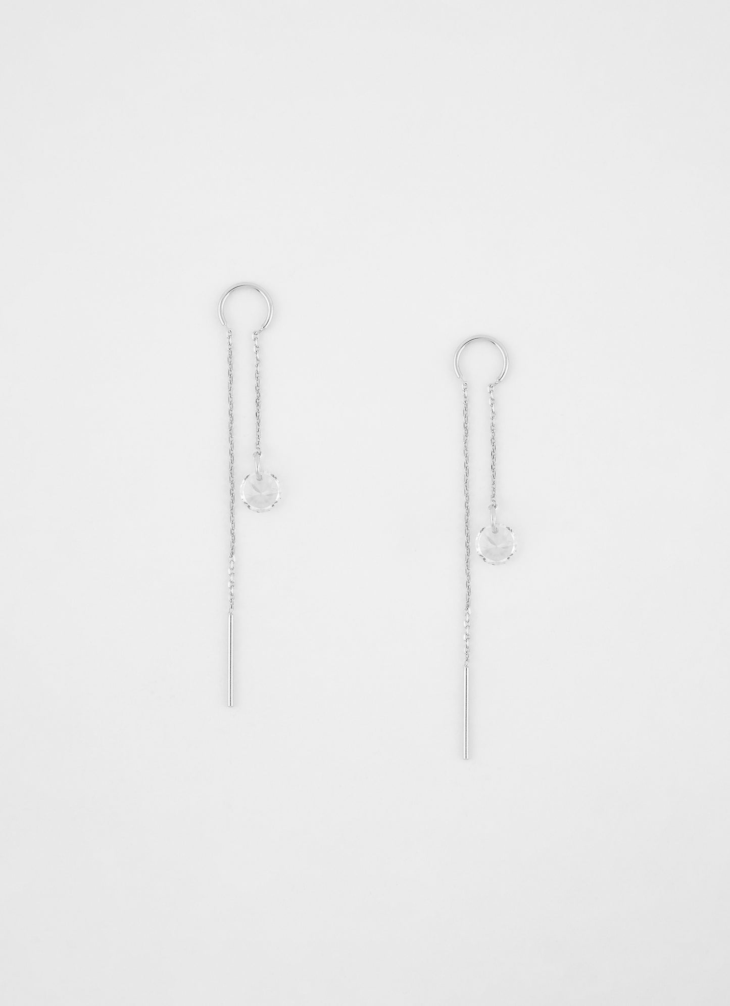 Boucles d'oreilles longues solitaire AQUA - Argent 925