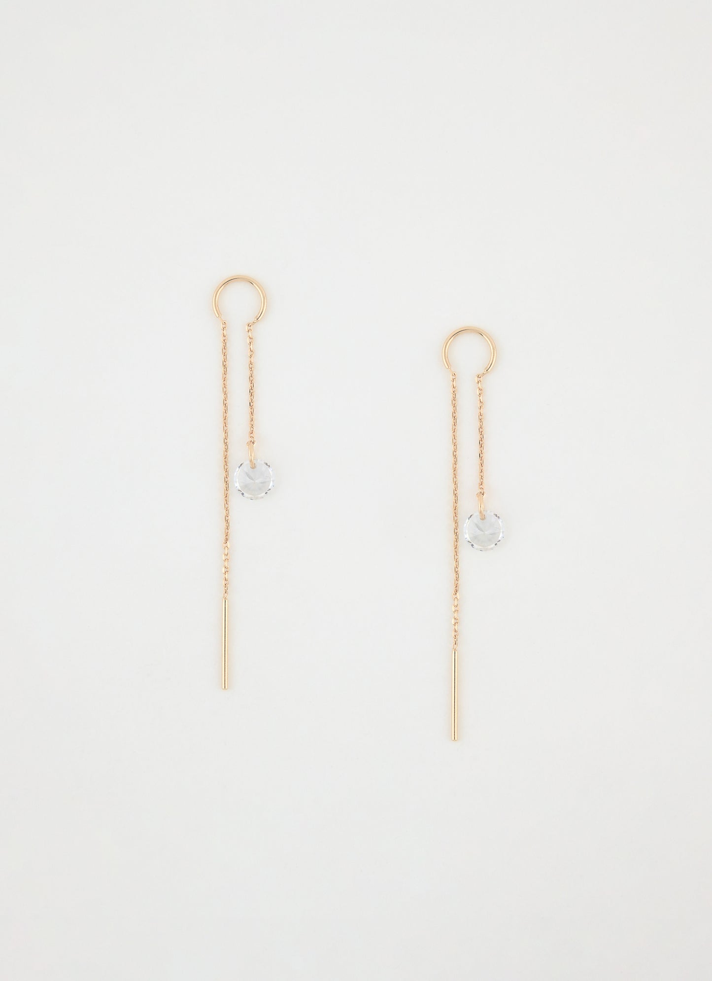 Boucles d'oreilles longues solitaire AQUA - Plaqué or